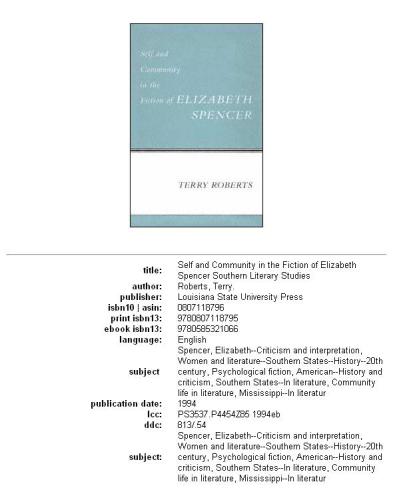 Self and Community in the Fiction of Elizabeth Spencer