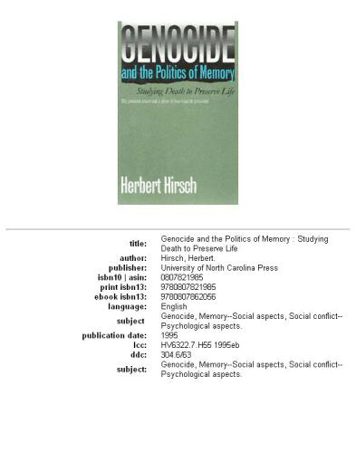 Genocide and the Politics of Memory