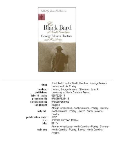 The Black Bard of North Carolina