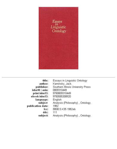 Essays in Linguistic Ontology