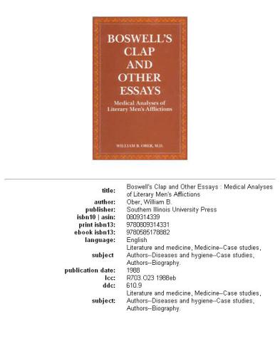 Boswell's Clap and Other Essays