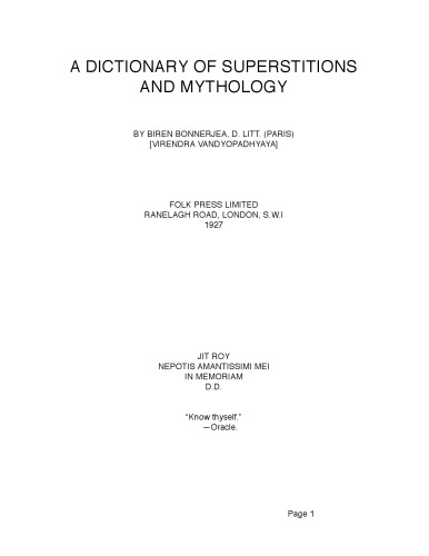 Dictionary of Superstition and Mythology