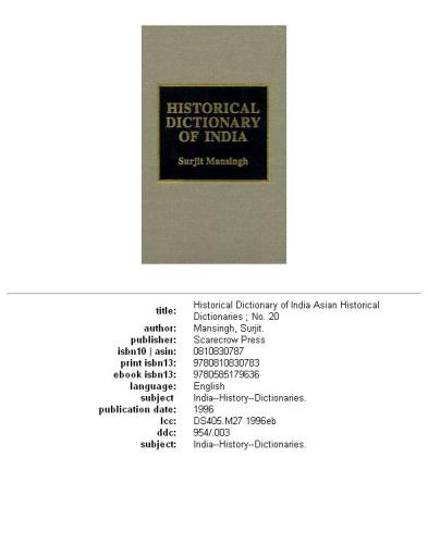 Historical Dictionary of India