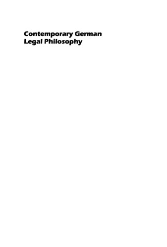 Contemporary German Legal Philosophy