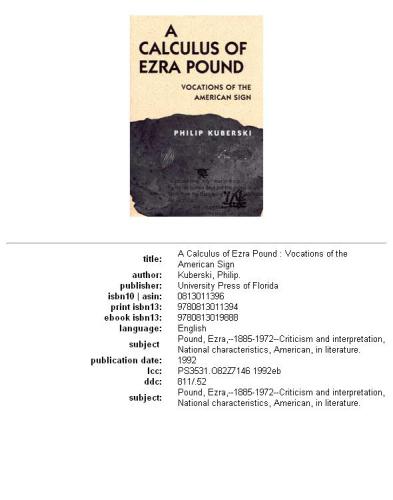 A Calculus of Ezra Pound