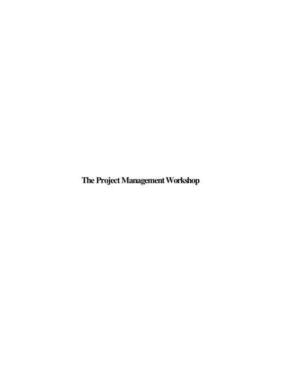 The Project Management Workshop