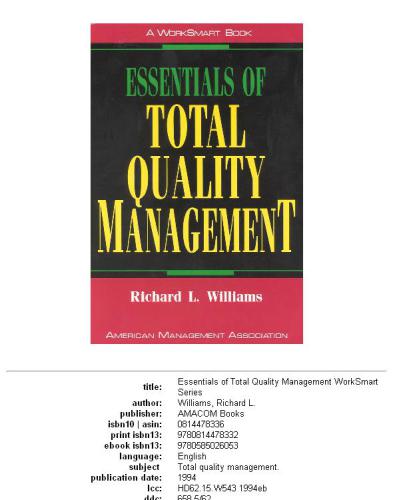 Essentials Of Total Quality Management