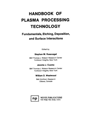 Handbook of Plasma Processing Technology