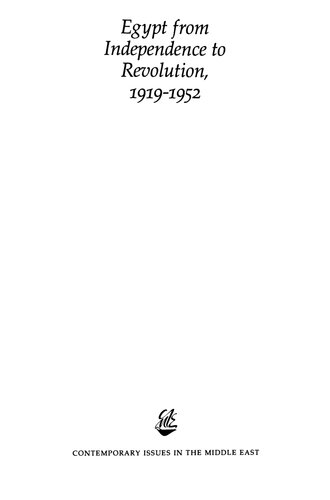 Egypt From Independence To Revolution, 1919 1952