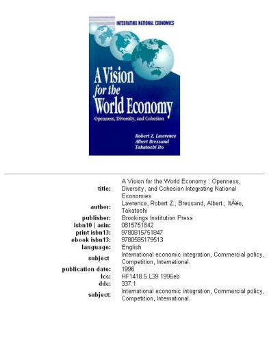 A Vision for the World Economy