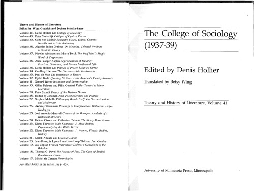 The College of Sociology 1937-39