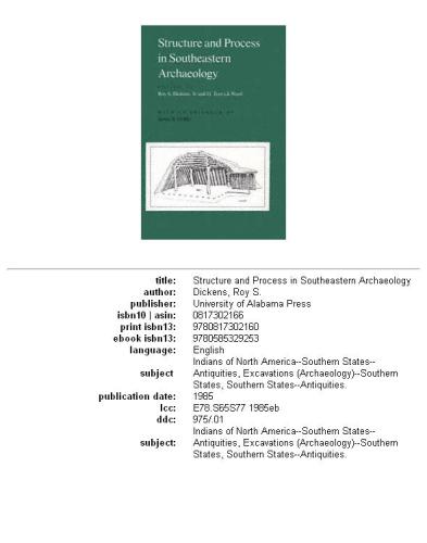 Structure And Process In Southeastern Archaeology