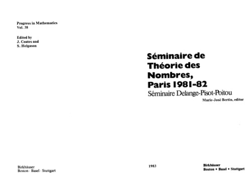 Seminaire de Theorie Des Nombres, Paris 1981-82