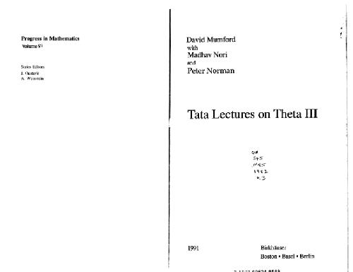 Tata Lectures on Theta III