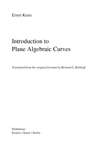 Introduction to Plane Algebraic Curves