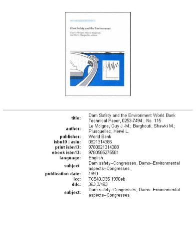 Dam Safety and the Environment (World Bank Technical Paper)