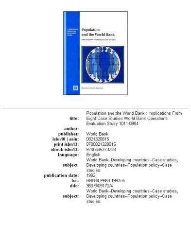 Population and the World Bank
