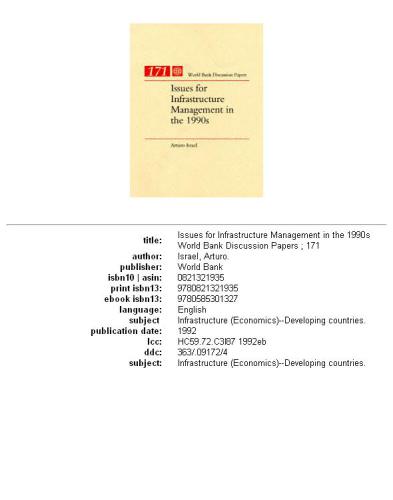 Issues for Infrastructure Management in the 1990s