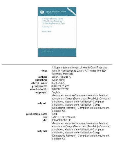 A Supply-Demand Model of Health Care Financing with an Application to Zaire