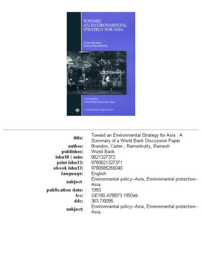 Toward an Environmental Strategy for Asia