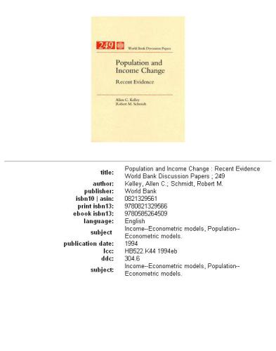 Population and Income Change