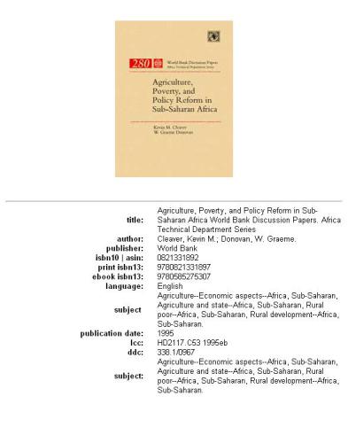 Agriculture, Poverty, And Policy Reform In Sub Saharan Africa