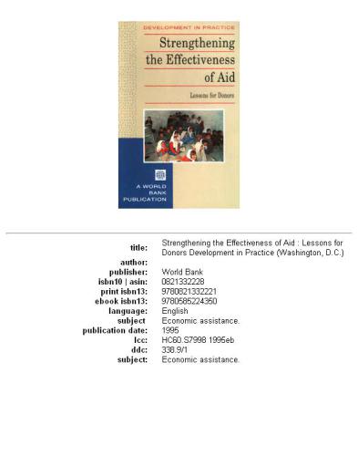 Strengthening the Effectiveness of Aid