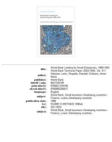 World Bank Lending For Small Enterprises, 1989 1993