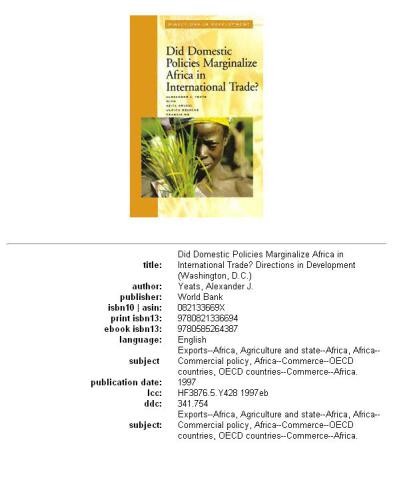 Did Domestic Policies Marginalize Africa in International Trade?
