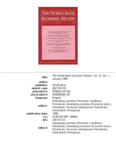 The World Bank economic review. Vol. 12, No. 1, January 1998.