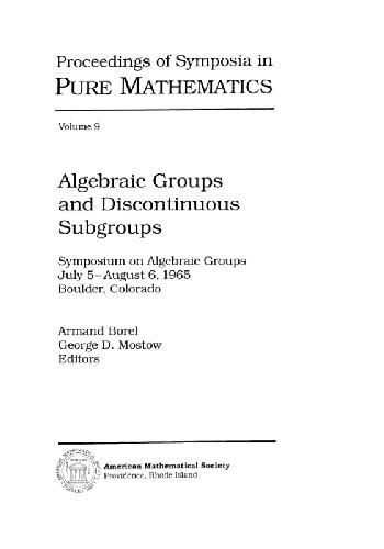 Algebraic Groups and Discontinuous Subgroups