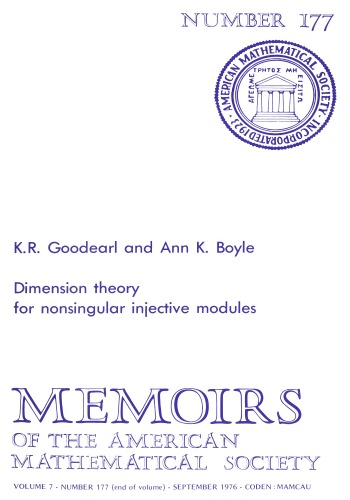 Dimension theory for nonsingular injective modules (Memoirs of the American Mathematical Society ; no. 177)