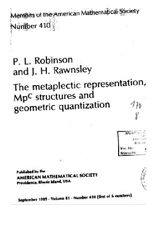 Metaplectic Representation, MPC Structures and Geometric Quantization