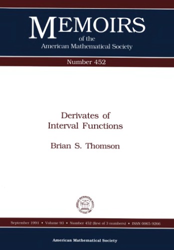 Derivates of Interval Functions (Memoirs of the American Mathematical Society)