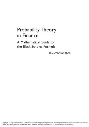 Probability Theory in Finance