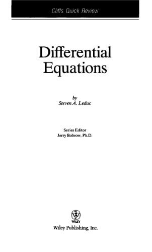 Differential Equations (Cliffs Quick Review)