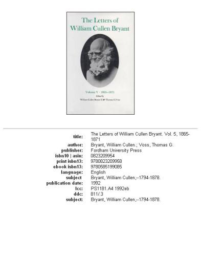 The Letters of William Cullen Bryant