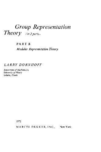 Group representation theory (Pure and applied mathematics)