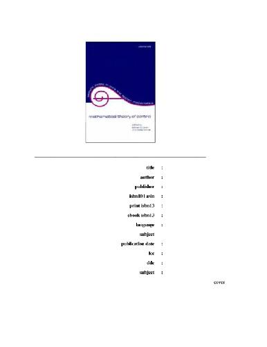 Mathematical Theory of Control
