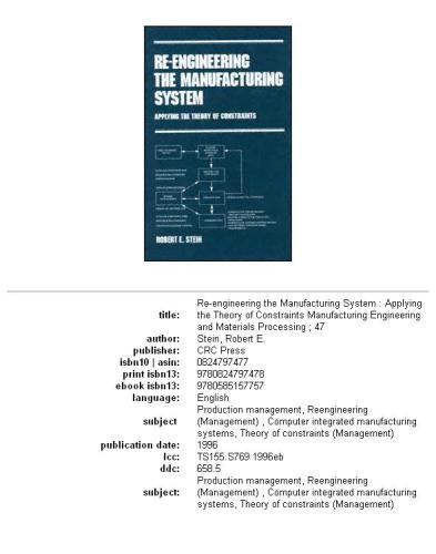 Re-Engineering the Manufacturing System