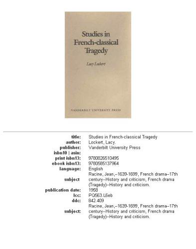 Studies in French-Classical Tragedy