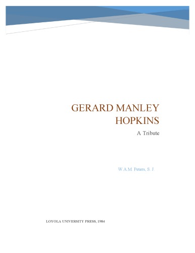 Gerard Manley Hopkins, a Tribute