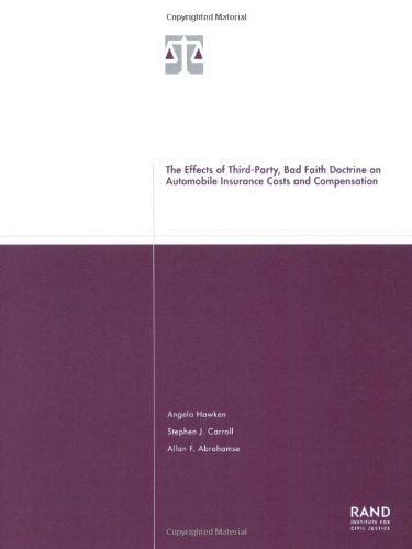 The Effects of Third-Party Bad Faith Doctrine on Automobile Insurance Costs and Compensation 2001