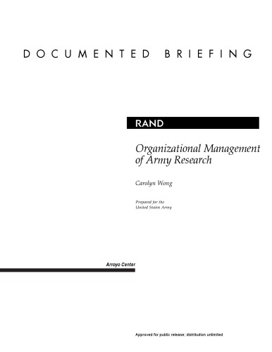 Organizational Management of Army Research