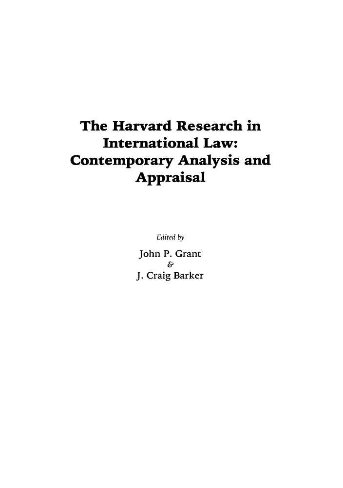 The Harvard Research In International Law