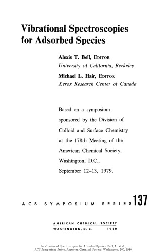 Vibrational Spectroscopies for Absorbed Species.