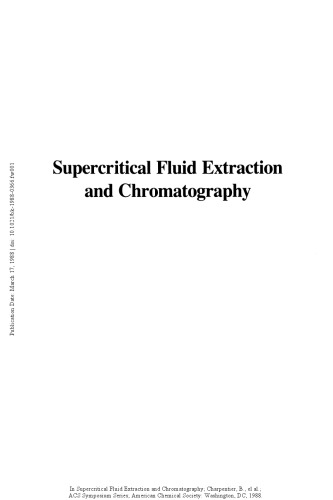 Supercritical fluid extraction and chromatography : techniques and applications.