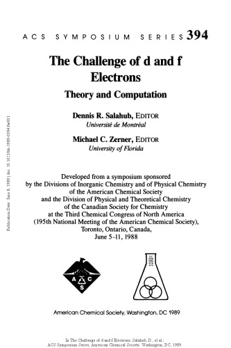 The Challenge of d and f electrons : theory and computation