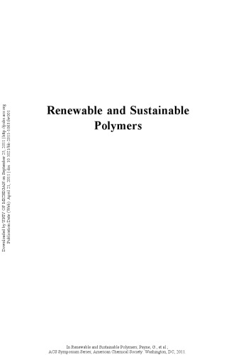 Renewable and Sustainable Polymers