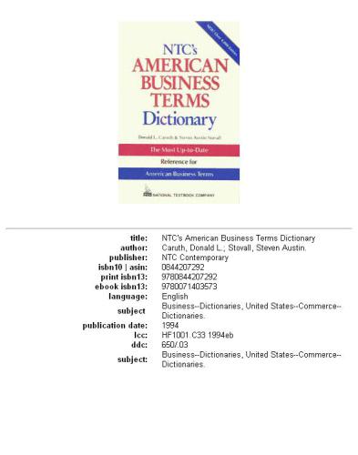 Ntc's American Business Terms Dictionary